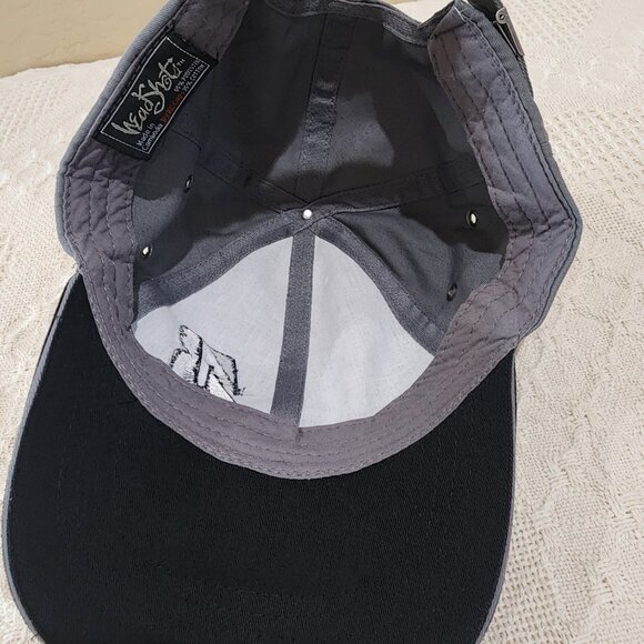 Bridgestone Golf Gray Black 6 Panel Head Shots Tuck Strap Baseball Cap Hat - Picture 10 of 11